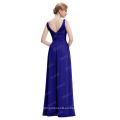 Starzz 2016 barato simple sin mangas V espalda gasa vestido de noche azul real ST000061-4